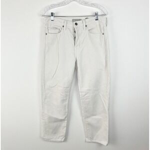 VINCE Designer Cropped Mid Rise Soft Comfy Corduroy Pant Ivory Sz 4 Minimialist‎